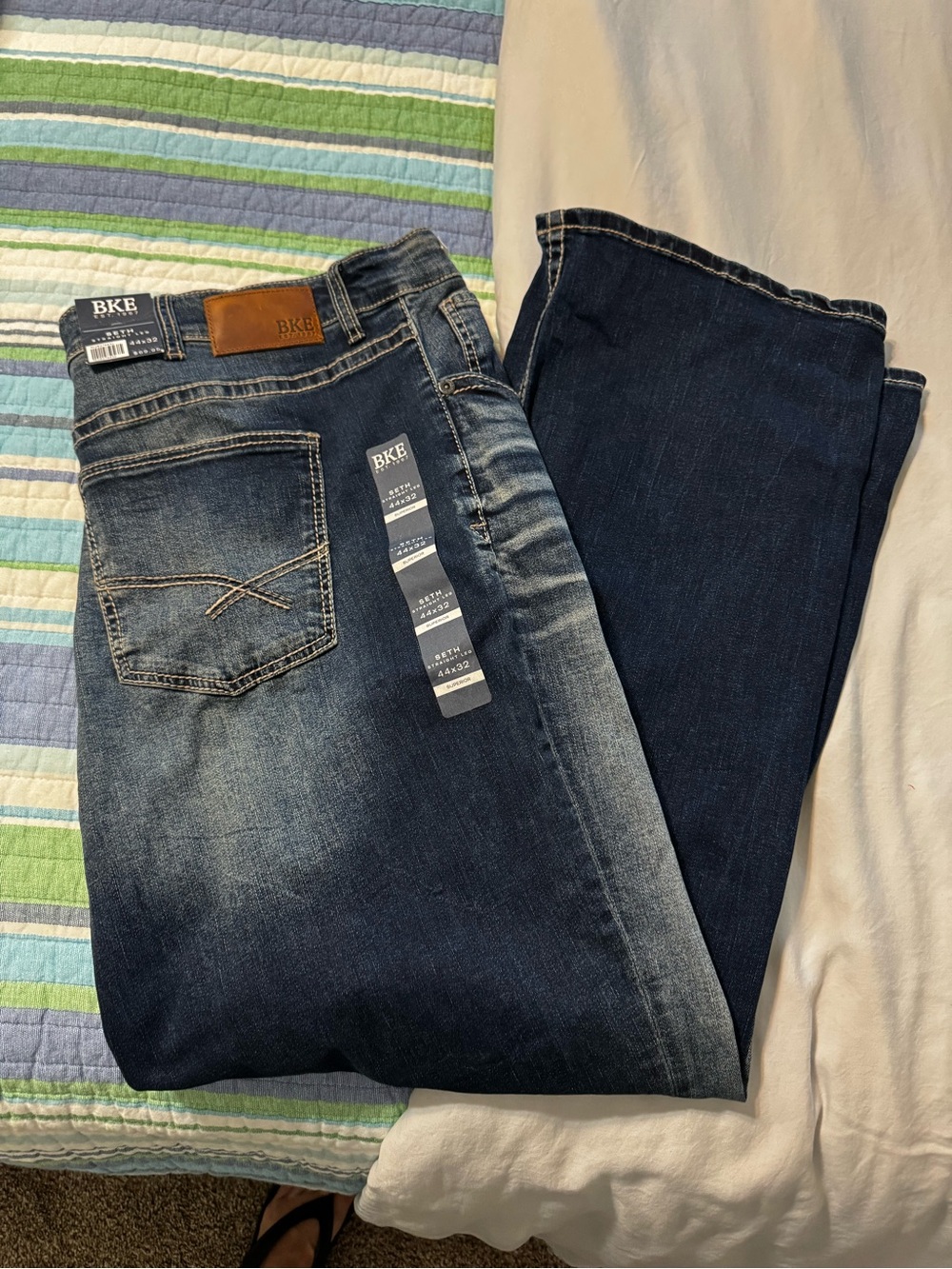 BKE Men’s Dark Wash Straight Jeans - Blue size 44x32